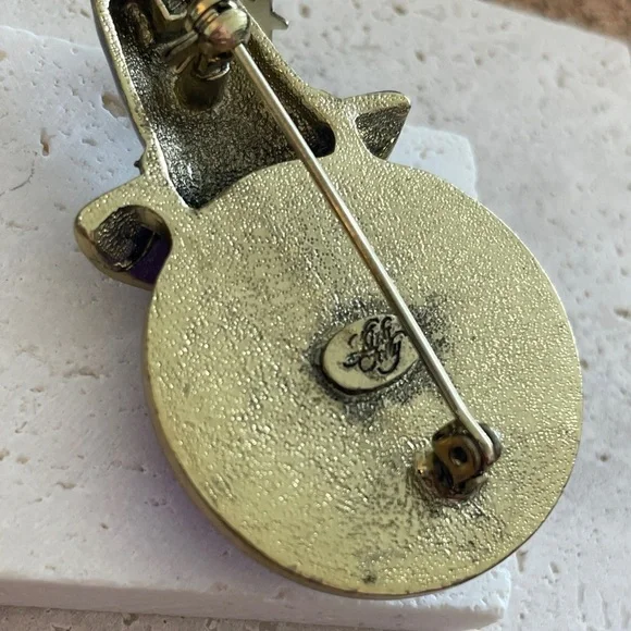 Kirks Folly Moon Brooch Celestial Face Star Whimsical Vintage Statement Jewelry - Picture 2 of 2